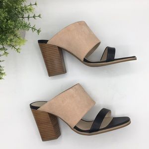 SEYCHELLES Lyra Black and Nude leather mules